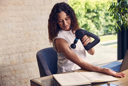 TheraGun Elite Ultra-Quiet Percussion Massage Gun for Deep Tissue Muscle Pain Relief, Handheld Electric Massager Perfect for Neck, Back, and Full Body Tension, Bluetooth and USB-C Charging, 5th Gen
