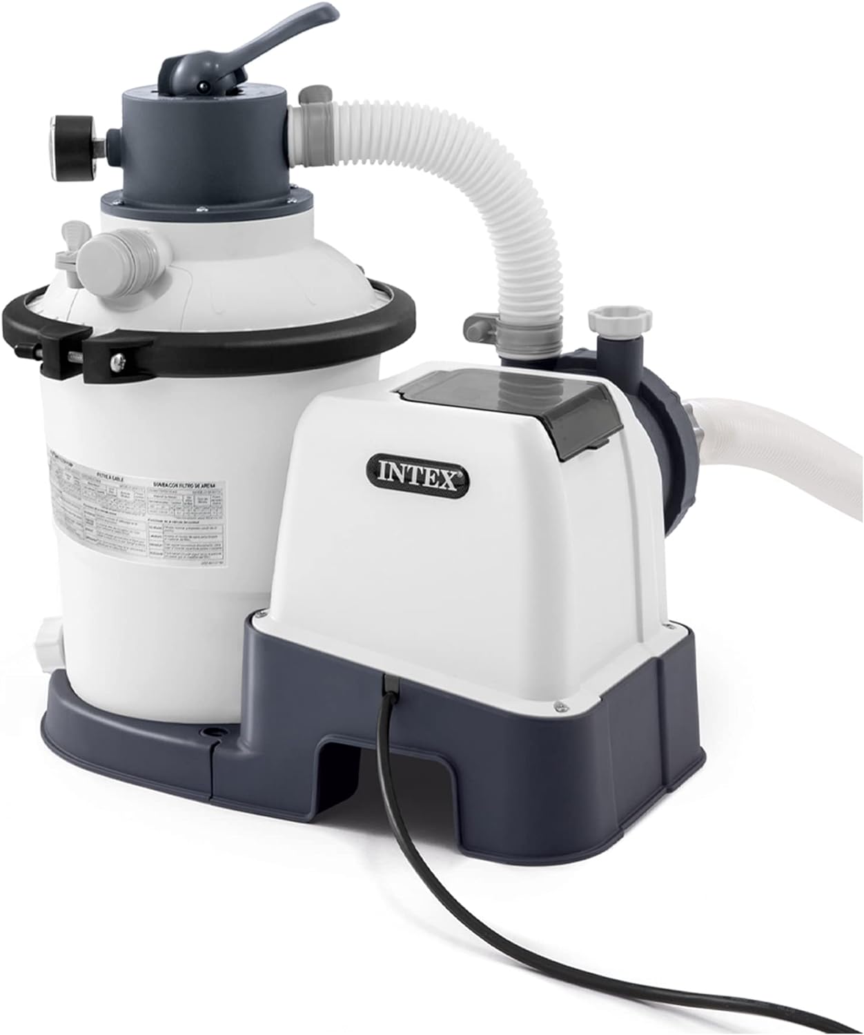 Intex 26651EG Krystal Clear 16 Inch 3,000 GPH Above Ground Pool Sand Filter Pump with Automatic Timer, GFCI, and 6 Function Control, Gray
