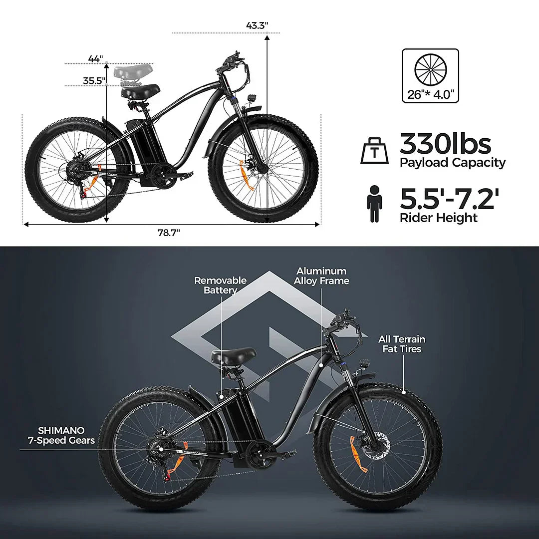 Outdoor electric bike with 48V/15Ah lithium battery