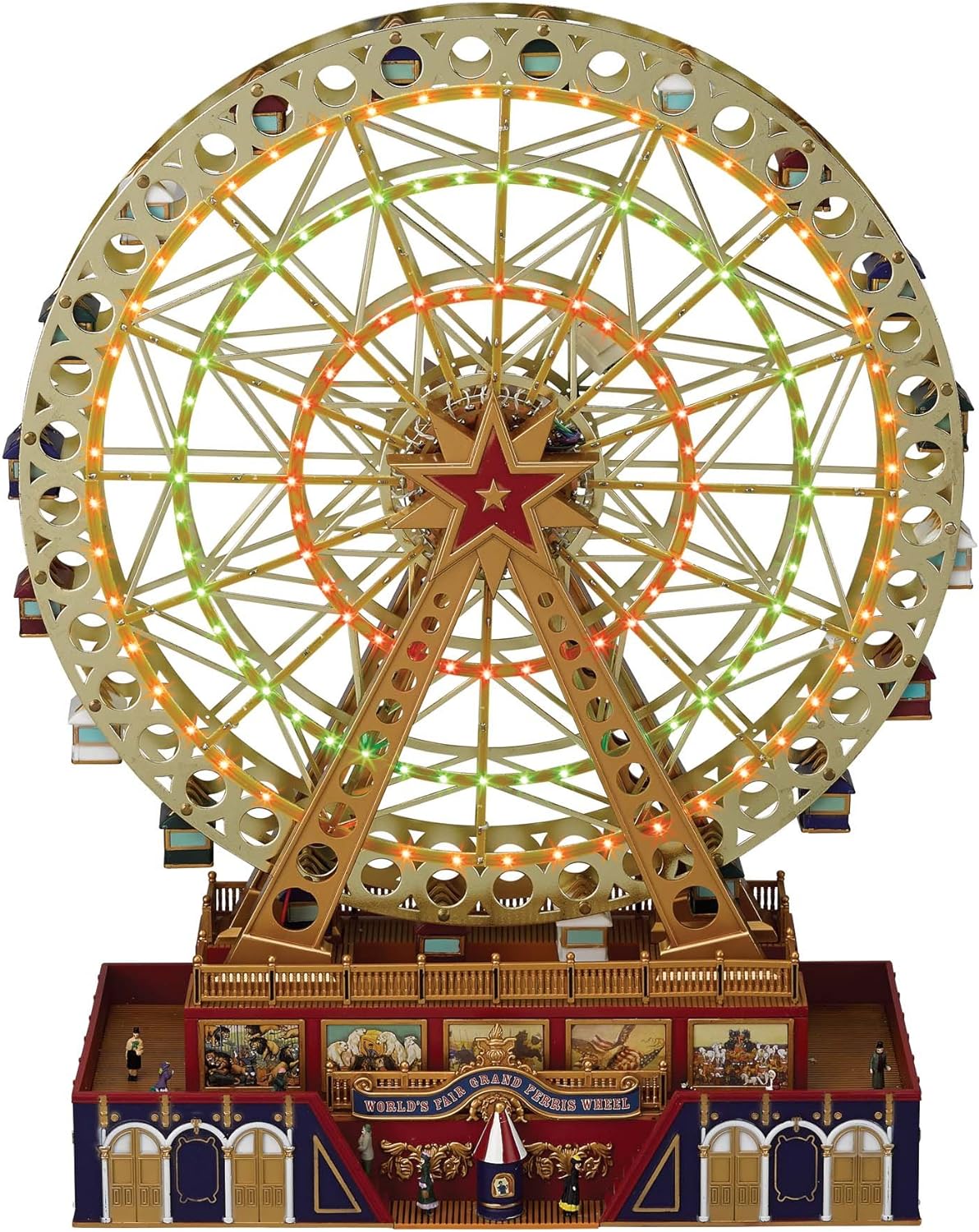 World's Fair Ferris Wheel Musical Animation Indoor Christmas Decor, 15", Gold & Very Merry Carousel Musical Animation Indoor Christmas Decor, 12", Red