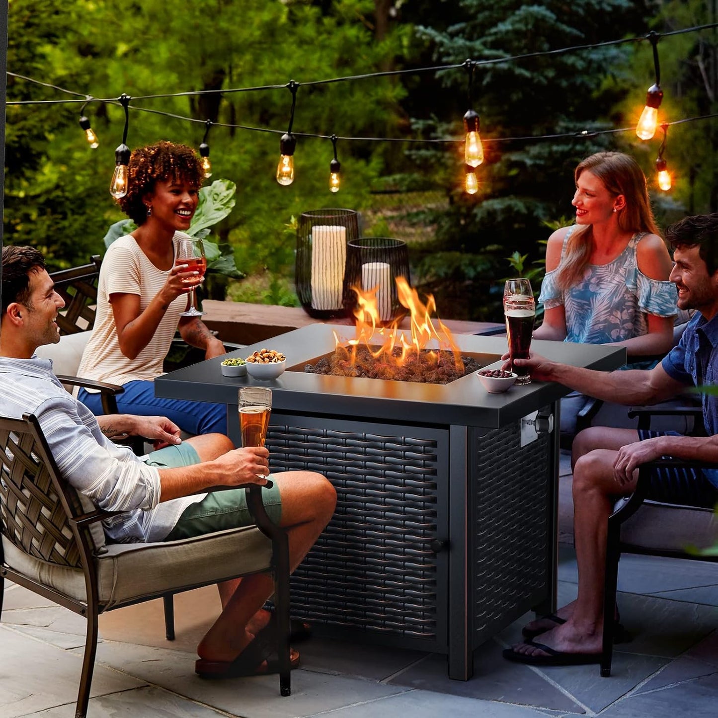 Gas Fire Pit Table, 50,000 BTU Outdoor Propane Fire Pit