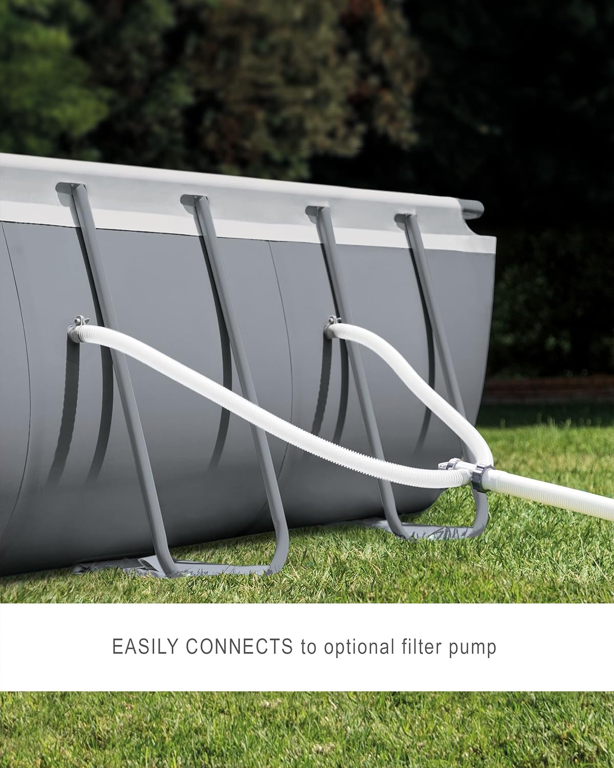 Rectangular Frame Above Ground Outdoor Swimming Pool Set with 1200 GPH Sand Filter Pump, Pool Cover and Ladder