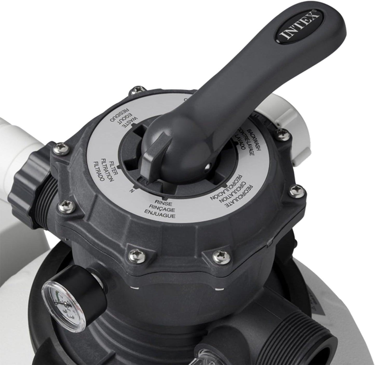 Intex 26651EG Krystal Clear 16 Inch 3,000 GPH Above Ground Pool Sand Filter Pump with Automatic Timer, GFCI, and 6 Function Control, Gray