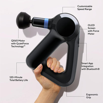 TheraGun Elite Ultra-Quiet Percussion Massage Gun for Deep Tissue Muscle Pain Relief, Handheld Electric Massager Perfect for Neck, Back, and Full Body Tension, Bluetooth and USB-C Charging, 5th Gen