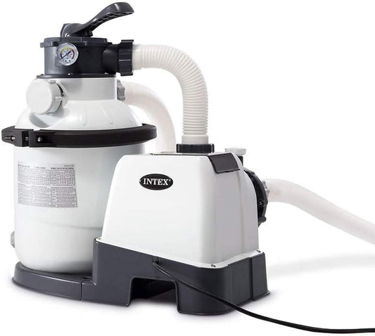 Intex 26651EG Krystal Clear 16 Inch 3,000 GPH Above Ground Pool Sand Filter Pump with Automatic Timer, GFCI, and 6 Function Control, Gray