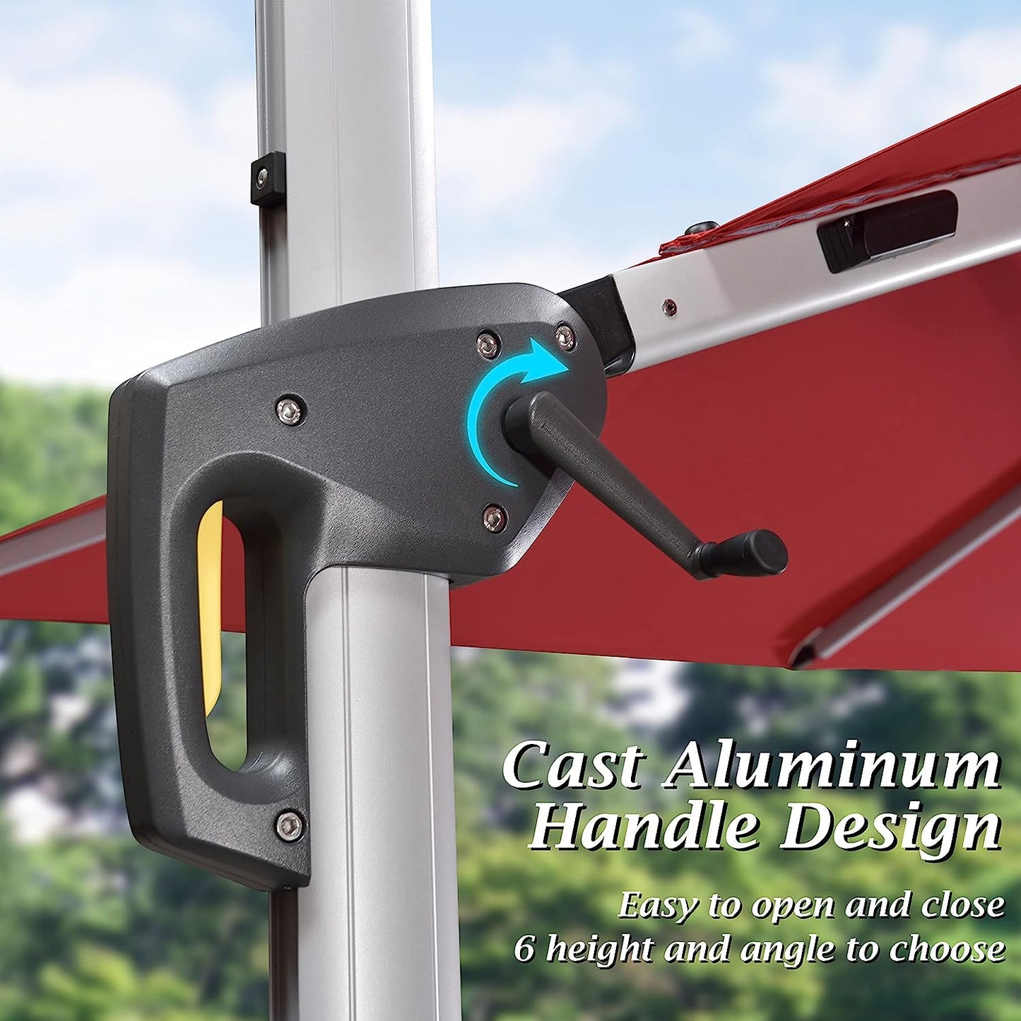 12ft Solar LED Patio Umbrella Outdoor Round Umbrella Large Cantilever Umbrella with LED Lights Windproof Bias Umbrella Heavy Duty Parasol for Garden Deck Pool Patio