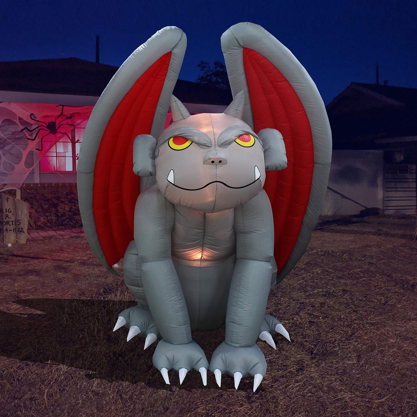 8ft Giant Halloween Inflatable Gargoyle Monster Light Decoration