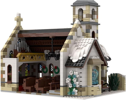 Christmas Country Church Building Kit, MOC-147549 Winter Modular Building Blocks Christmas House Building Block Building Toy (1769 Pieces)