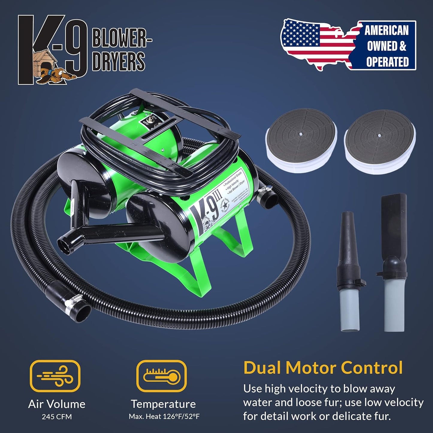 Dog Blow Dryer- Heavy Duty Durable Design with High Performance for Professional Grooming and at Home