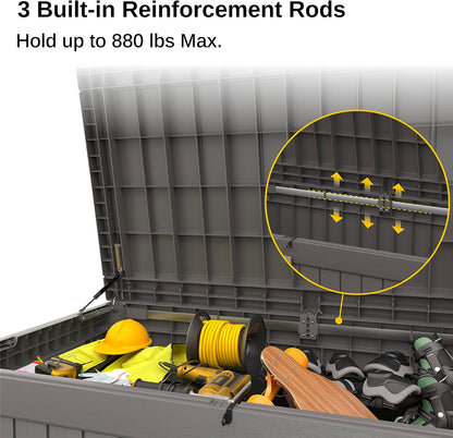 230 Gallon Deck Box, Outdoor Storage Box with Padlock