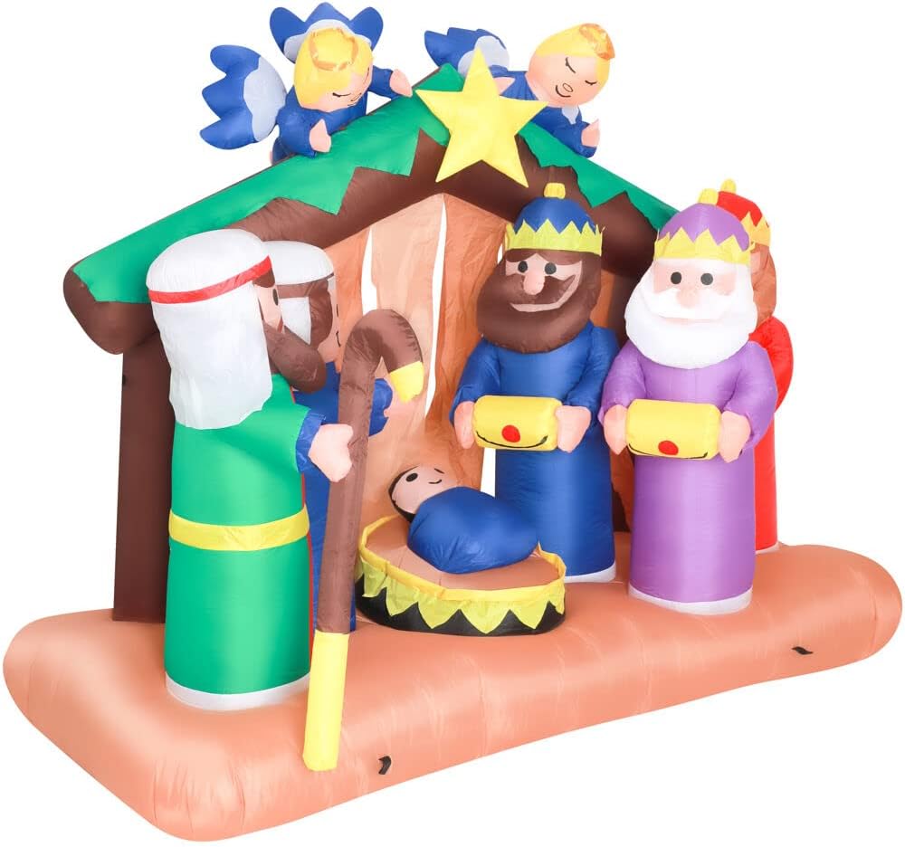 Farm 20ft. Tall Pre-Lighted Christmas Inflatable | Happy Snowman with RGB Lights and Storage Bag | Outdoor Holiday Amplified Holiday Celebration Party Decoration