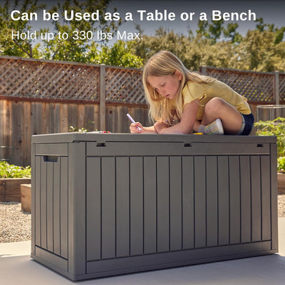 230 Gallon Deck Box, Outdoor Storage Box with Padlock