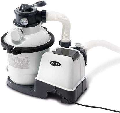 Intex 26651EG Krystal Clear 16 Inch 3,000 GPH Above Ground Pool Sand Filter Pump with Automatic Timer, GFCI, and 6 Function Control, Gray