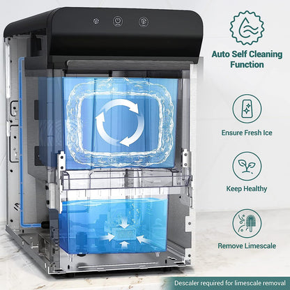 V2.0 Countertop Nugget Ice Maker | Self Cleaning Pellet Ice Maker | Open and Pour Refill | Stainless Steel Housing |