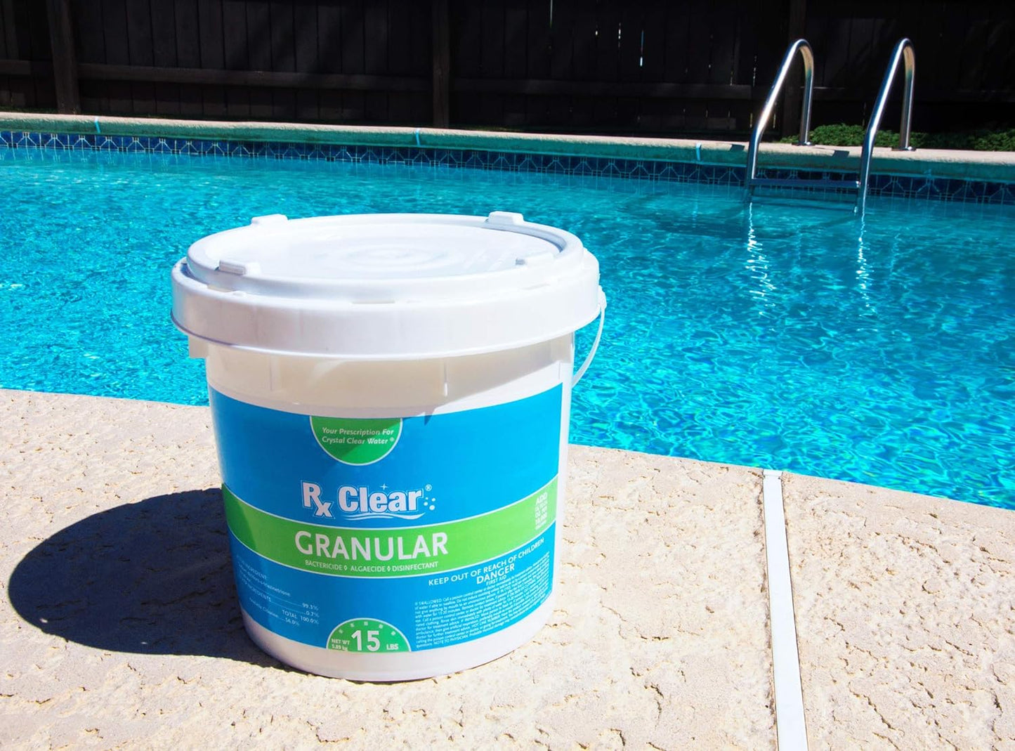 Clear Stabilized Granular Chlorine | One 50-Pound Bucket | Use As Bactericide, Algaecide, and Disinfectant in Swimming Pools and Spas | Fast Dissolving and UV Protected