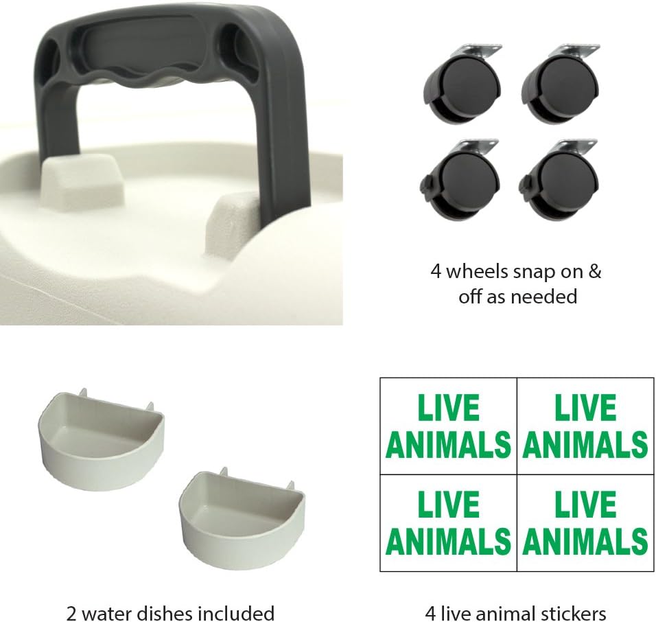 SportPet Designs Plastic Kennels Rolling Plastic Airline Approved Wire Door Travel Dog Crate, XXX-Large, Gray