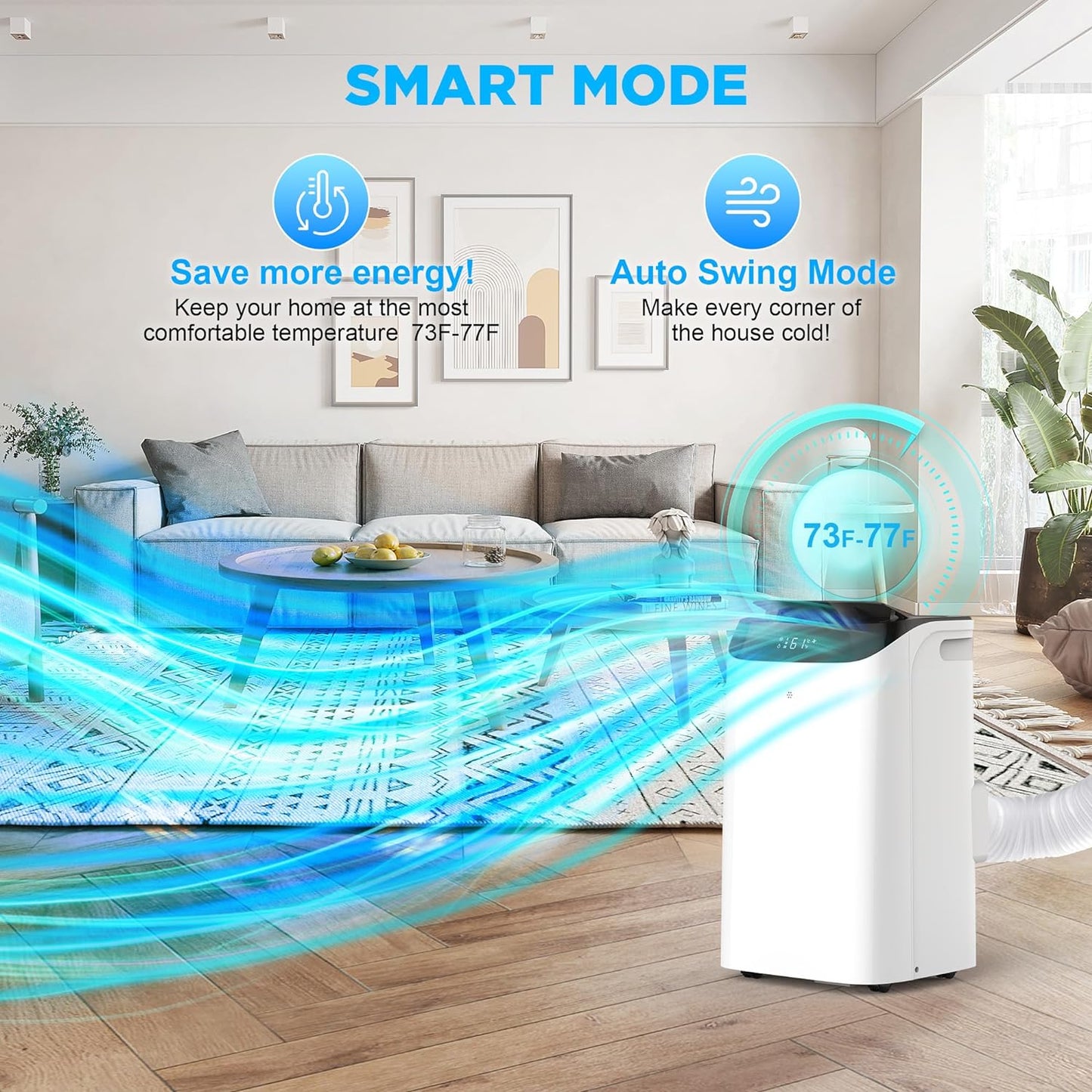 Portable Air Conditioners with Remote Control, 3-in-1 Free Standing Cooling AC Unit with Fan & Dehumidifier, Cools Room up to 700 sq.ft, Smart/Sleep Mode,3 Speed,Auto Swing,24H Timer