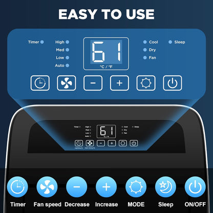 Portable Air Conditioners with Remote Control, 3-in-1 Free Standing Cooling AC Unit with Fan & Dehumidifier, Cools Room up to 700 sq.ft, Smart/Sleep Mode,3 Speed,Auto Swing,24H Timer