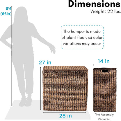 Extra large split gift basket with lining