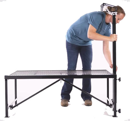 Weaver Leather Livestock Steel Trim Stand - Adjustable and Durable Trimming Stand for Sheep, Goats, and Other Livestock - Wire Headpiece Holds Animals in Place During Grooming, Black, 1 Ct (Pack of 1)