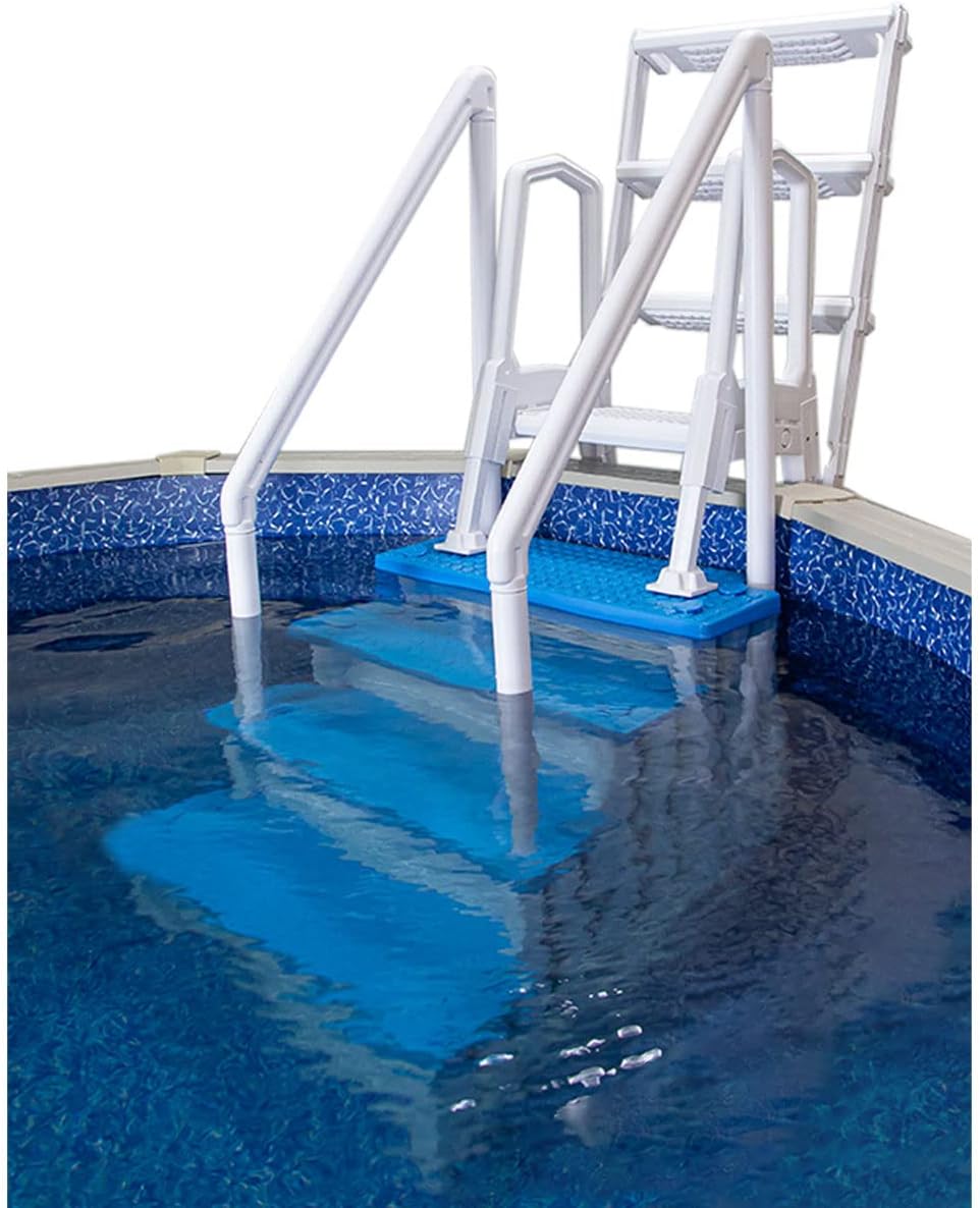 Select Anti-Slip in-Pool Steps | Gray | for Above Ground Swimming Pools | Can Mount to Decks 48" to 54" H | Safety Stairs Capacity Up to 300 lbs