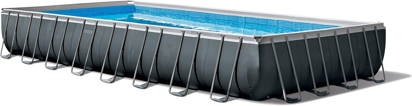 Rectangular Frame Above Ground Outdoor Swimming Pool Set with 1200 GPH Sand Filter Pump, Pool Cover and Ladder