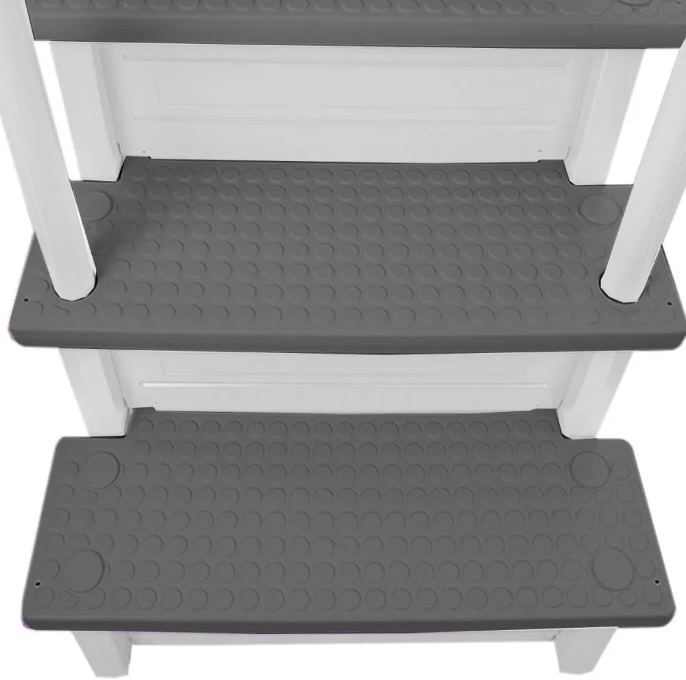 Select Anti-Slip in-Pool Steps | Gray | for Above Ground Swimming Pools | Can Mount to Decks 48" to 54" H | Safety Stairs Capacity Up to 300 lbs